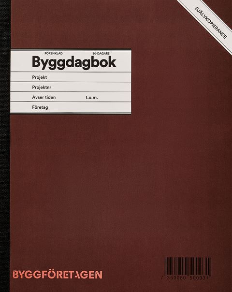 Byggdagbok 30-dagar. Förenklad A5