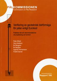 Verifiering av geoteknisk bärförmåga för pålar enligt Eurokod. Praktiska råd och rekommendationer vid projektering och kontroll. Rapport 106