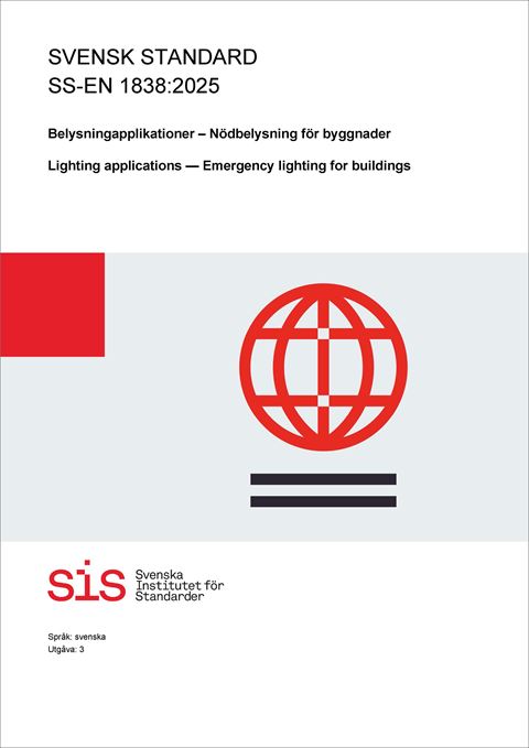 E-BOK SS-EN 1838:2025 Belysningsapplikationer - Nödbelysning för byggnader