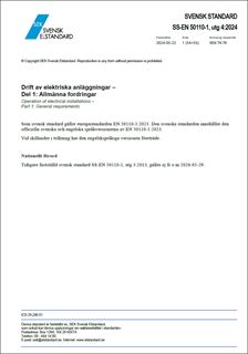 E-BOK SS-EN 50110-1:2024 Drift av elektriska anläggningar