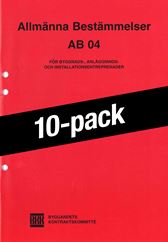 AB 04. Allmänna Bestämmelser för byggnads-, anläggnings-, och installationsentreprenader. 10 stycken