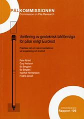 Verifiering av geoteknisk bärförmåga för pålar enligt Eurokod. Praktiska råd och rekommendationer vid projektering och kontroll. Rapport 106