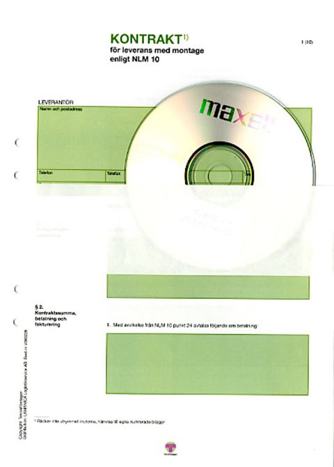 Kontrakt för leverans med montage enligt NLM 10 + CD